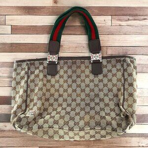 Vintage Gucci Monogram Canvas Tote Bag Handbag AS-IS FLAW